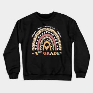 Back To School 3rd Grade Where The Adventure Begins Rainbow Crewneck Sweatshirt